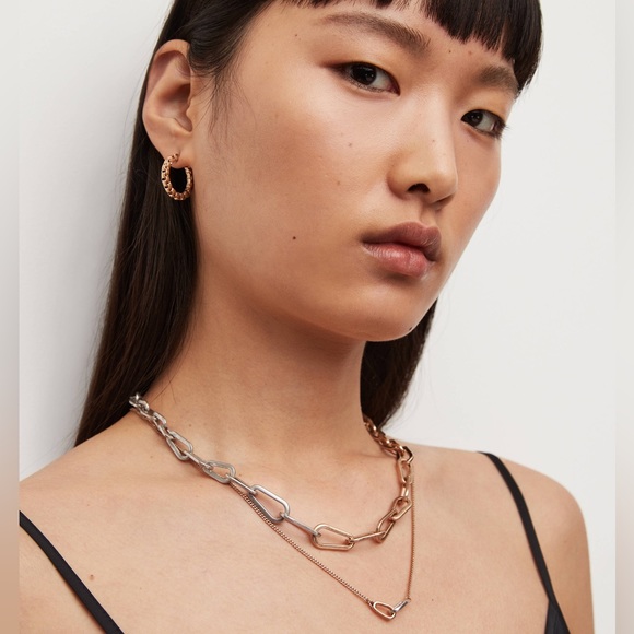 AllSaints Carrie Chunky Carabiner Necklace Two Tone - Picture 2 of 6